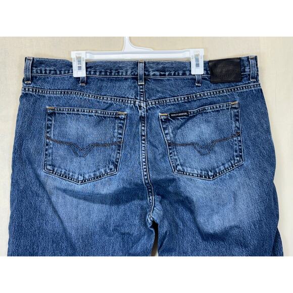 Harley Davidson Men's Original Jeans Denim Blue Dark Wash Straight Leg 42x34 - Picture 9 of 13